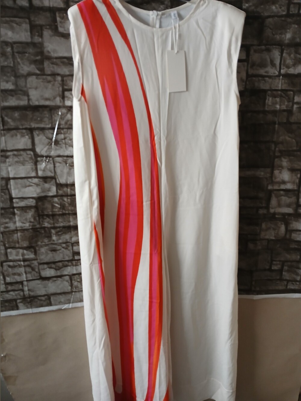 Oshoplive  Wide Leg Jumpsuit with Pink and Red Stripe Panel .